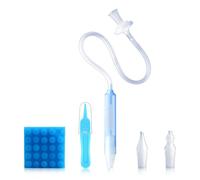 Baby Nasal Aspirator, Nose Cleaner with 25 Hygiene Filters 2 Silicone Tips Blue Nose Cleaning Tweezer for Tollders Newborns Boys Girls Stuffy Nose Relief