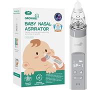 Baby Nasal Aspirator Rechargeable Electric Nasal Aspirator with 3 Suction Levels, 3 Silicone Tip Sizes, Music and Light Function (Grey)