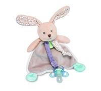 BABY NAT Bunny Super Soft Squares Grey Beige Dummy Chain Baby Cuddle Toy Baby Cuddle Toy Baby Gift BN0602