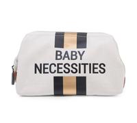 Baby Necessities Canvas Off-White Stripes & Black/Gold Bag