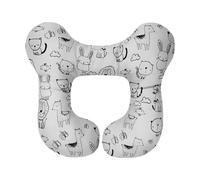 Baby Neck Support Pillow,Soft U Shaped Cotton Head Protector for Newborns,Stroller Travel Pillow with Cute Patterns for Car Seat Journey Sleeping,Protect the Healthy Growth of Cervical Spine (Animal)