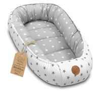 Baby nest babynest for Newborns 90 x 50 cm - Portable Baby nest for Bed Children Cuddle nest Cocoon for Boys and Girls Asterisk Grey-White