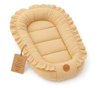 Baby nest babynest for Newborns with Carrying Handle 90 x 50 cm - Portable Baby nest for Bed Children Cuddle nest Cocoon for Boys and Girls Beige Muslin B