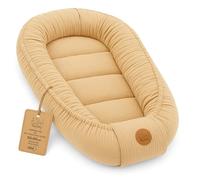 Baby nest babynest for Newborns with Carrying Handle 90 x 50 cm - Portable Baby nest for Bed Children Cuddle nest Cocoon for Boys and Girls Beige Muslin C