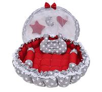 Baby Nest Bed with removable Mosquito Net, Red and Grey Stars Design, Cotton Bedding Set with 3 Pillows, 30 x 30 cm, for 0-12 Months