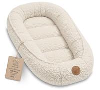Baby Nest Newborn Cocoon Teddy Plush 90x50 cm - Portable Snuggle Bed for Cot Cotbed Moses Basket Soft Cosy Boys Girls Infant Babynest Nursery Cream