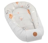 Baby Nest Pod Bassinet Lounger - 90x50 cm Sleep Pod Newborn 0-36 Months Portable Co Sleeper Travel Furniture Cozy Snuggle Breathable Cotton Wafel Teddy Bears
