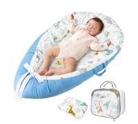 Baby Nest Pod for Newborn Sleep：Deluxe Sleeping Lounger Bed Plus Pillow for 0-36 Months Sleepy Babies - Portable Travel Cocoon Set for Boy(Blue)