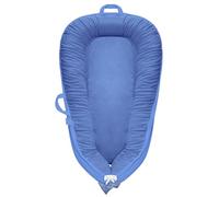 Baby Nest Pod Newborn Lounger, Baby Pod Reversible Soft Breathable 2-in-1 Cotton & Flannel for All-Season, Portable Adjustable Newborn Nest Pod for 0-24 Months Baby Boys Girls Blue
