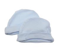 Baby Newborn 100% Cotton Allergy Free Hat Boy Girl Unisex Options (Pack of 2) (Newborn) (Blue)