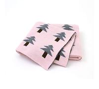 Baby Newborn Knitted Blanket, Surwin Knitting Christmas Tree Pattern Soft 100% Cotton Warm Nursing Blanket Sleep Sack Stroller, Birthday Gift for Kids Boys Girls (Pink,100x80cm)