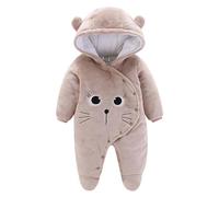Baby Newborn Snowsuit Winter Coat Warm Hooded Jumpsuit for Baby Boy Girl Coffee