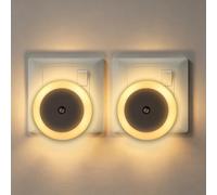Baby Night Light Plug in Wall, Dusk to Dawn Sensor, 2700K, 2 Pack | 0.5W LED, Cosy Warm Light, Energy Efficient, Classic Round, Bedroom Nightlight, Newborn Nursery Bedside Lamp, Feeding Light