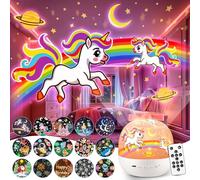 Baby Night Light Projector | 15 Films & 15 Soothing Sounds & 7 Colors & Remote Control | Unicorn Gifts for Girls Kids Night Light Projector, Sensory Lights Baby Toys for Girls Gifts for Girl Age 3-5