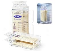 Baby Noah 4Pcs Freeze Flat for 3-6oz Breastmilk Storage Container,Space Saving Breast Milk Storage Bags Freezer for Fridge, Breastfeeding Bag Organization Solution Freezer Bag Holder