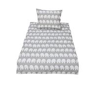 Baby Nursery Bedding Set 5 PCS COT or COT BED Size Pillow Duvet Cover 120x60CM or 140x70CM Elephants on Grey (Cot 120x60cm)