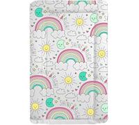 Baby Nursery Waterproof Soft Padded Changing Mat Raised Soft Edges Easy Wipe Clean Nappy Change Pad Cute Lovely Animal Design for Girl Boy (Shine Bright Rainbow)