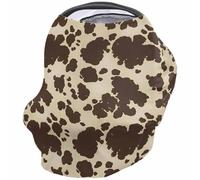 Baby Nursing Covers for Breastfeeding, Baby Car Seat Canopy Covers Scarf for Boys Girls, Brown Cowhide Canopy, Stretchy Soft Breathable Poncho Infant Stroller Cover, Cow Skin Print