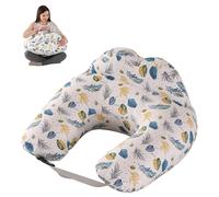 Baby Nursing Pillow for Breastfeeding: 100% Cotton Breast Feeding Pillow U Shaped Pregnancy Pillow Ergonomic Baby Support Pillow Removable Pillowcase Washable Post Pregnancy Gifts (Blue Leaves)