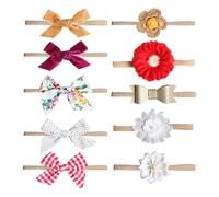 Baby Nylon Headband Bows | 10X Handmade Nylon Tied Bow For Toddler - Cute Elegant Elastic Toddler Hair Bands Hairbands For Toddler