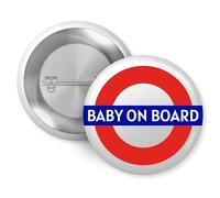 Baby On Board Badge 75mm Large Pregnancy Announcement Pin Button - High Visibility Maternity Travel Badge for Bus Train Tube, Expecting Mum Gift, Baby Shower Reveal UK (75mm)