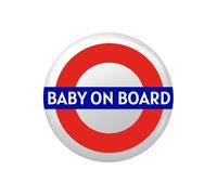Baby On Board Badges - London Underground Logo Design, Medium Size Pin Button Badge Baby Announcement In Style (25mm, 50mm, 59mm, 75mm) (75mm)