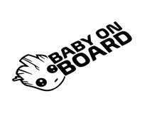 Baby On Board Car Sticker, Cute Baby Groot Decal Sticker, Window Bumper, Van Camper, Caravan Sticker, Baby On Board Awareness Sign (200mm x 80mm (LxH))