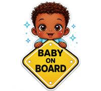 Baby on Board Car Sticker for Baby Boy - Waterproof Vinyl Window Decal, High Visibility Safety Sign for Cars, SUVs & Trucks, Easy Apply & Remove, Cute Baby Boy On Board Sticker