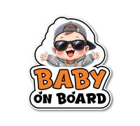 Baby On Board Car Sticker - Premium 3M Vinyl Decal with Bubble-Free Application - Durable Fade-Resistant Baby Car Sign for Rear Window - External Use - Easy Apply & Remove - Made in UK (Cool)