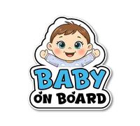 Baby On Board Car Sticker - Premium 3M Vinyl Decal with Bubble-Free Application - Durable Fade-Resistant Baby Car Sign for Rear Window - External Use - Easy Apply & Remove - Made in UK (Boy A)