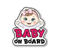 Baby On Board Car Sticker - Premium 3M Vinyl Decal with Bubble-Free Application - Durable Fade-Resistant Baby Car Sign for Rear Window - External Use - Easy Apply & Remove - Made in UK (Girl A)
