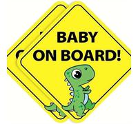 Baby on Board Car Stickers - 2 Pack - Dinosaur Cute Awareness Decal Sticker
