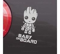 Baby ON Board - Car Window Bumper Vinyl Decal Sticker. Baby Groot, Guardians of The Galaxy, Inverted