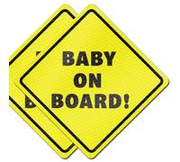 Baby On Board MAGNET for Car - Essential Magnetic Sticker Sign for Bumper - 2 Pack, 5.5” by 5.5” - Bright Yellow and Reflective - Best Safety Signs, Accessories for Baby in Cars