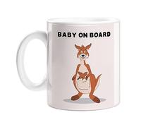 Baby On Board Mug | Funny Animal Pun You're Having A Baby Coffee Mug, Kangaroo with Joey in Pouch, Congratulations You're Pregnant