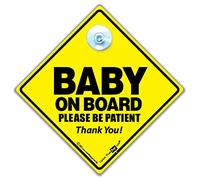 Baby on Board Please Be Patient Car Sign with Suction Cup, Baby on Board Notice, 14cm