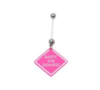 Baby on Board Pregnancy Maternity Belly Navel Bar Bioflex/Plastic Flexible PFTE Body Piercing Jewelry bars/rings (Pink Baby On Board)
