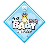 Baby On Board Sign Blue Animals, Baby On Board Car Sign