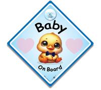 Baby on Board Sign Duck Blue, 14cm x 14cm, Baby Car Sign with Cute Duckling