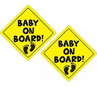 Baby On Board Sign for Car | Micro-Perforated Vinyl Car Stickers | Better Then Suction | Easy to Apply & Remove | Ultra Durable Weatherproof | 5" x 5" | Baby Feet (2)