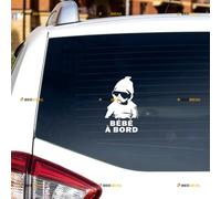 Baby on Board Sticker Decal Vinyl Warning Bebe A Bord French France - 2 Pack White 15.2cm - for Car Boat Laptop Cup No Background Die-Cut
