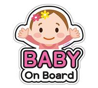 Baby ON Board Stickers, 2 PCS PVC Car Decals, Girl Color, Waterproof, Safety Reminder, Car Accessories