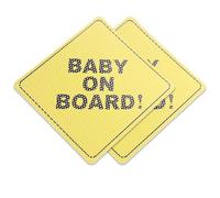 Baby On Board Stickers, 2 Pcs Single Sided See Through Decals, High Visibility Yellow Car Warning Signs, Strong Adhesive Safety Labels for Vehicles, Durable Non Reflective Child Alert