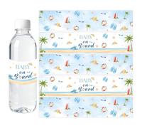 Baby on Board Water Bottle Labels Surf Baby Shower Decorations Summer Wave Beach Bottle Wraps for Summer Beach Boy Girl Gender Reveal Baby Shower Party Favors