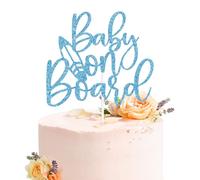 Baby on Borad Cake Topper, The Big One, Here Comes Son, Summer Surf Baby Shower Gender Reveal Party Decorations Supplies