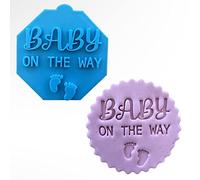 Baby On The Way Shower Fondant Stamp Debosser Cupcake Icing Cookie Decoration Cake (6cm)