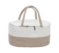 Baby Organizer Basket - Cotton Rope Storage Bin, Eco Friendly Handle ceddy, Flexible Multiuse Container | Adjustable Bedside Diaper Organizer for Toys Wipes Feeding Accessories