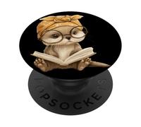 Baby Otter Open Book Reading Animal Lover Graphic Portrait PopSockets Adhesive PopGrip