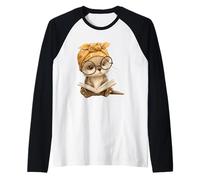 Baby Otter Open Book Reading Animal Lover Graphic Portrait Raglan Baseball Tee