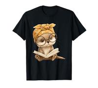 Baby Otter Open Book Reading Animal Lover Graphic Portrait T-Shirt